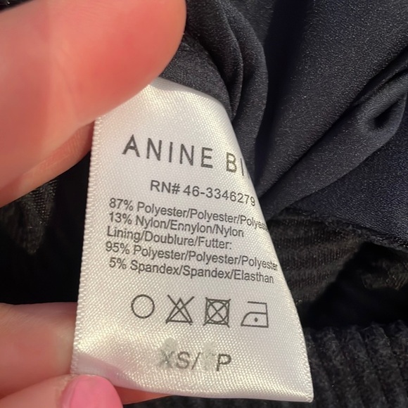 Anine Bing Jocelyn Corduroy Slit Hem Pants in Navy Blue - Picture 8 of 8